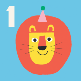 Lion 'one' Birthday Card