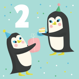 Penguin 'two' Birthday Card
