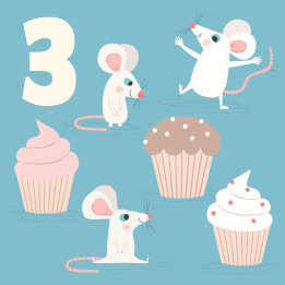 Mouse 'three' Birthday Card