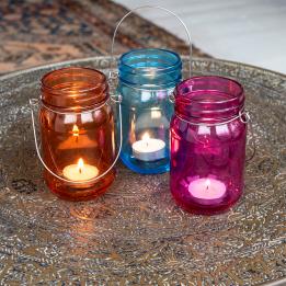 Pink Jam Jar Tealight Holder