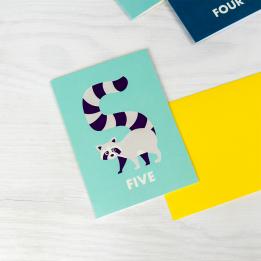 Racoon 'five' Birthday Card