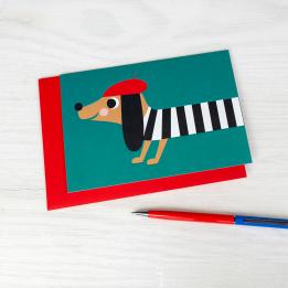 Dog In Beret Greeting Card