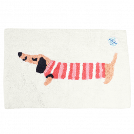 Cotton tufted bath mat sausage dog