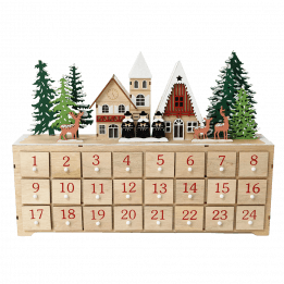 Wooden Advent Calendar With Led Lighting - Carol Singers