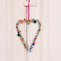 Multi-Beaded Heart Decoration (11 X 16 Cm)