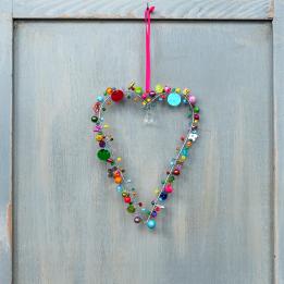 Multi-Beaded Heart Decoration (11 X 16 Cm)