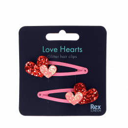 Love Hearts Glitter Hair Clips (set Of 2)