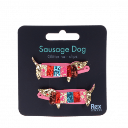 Sausage Dog Glitter Hair Clips (set Of 2)