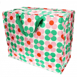 Jumbo Storage Bag - Pink And Green Daisy