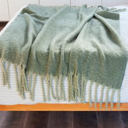 Woven Blanket With Tassels (127 X 152cm) - Dark Green