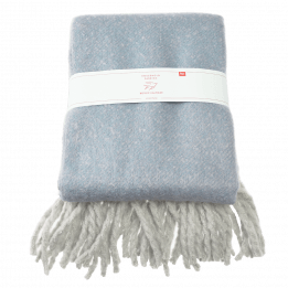 Woven Blanket With Tassels - Light Blue