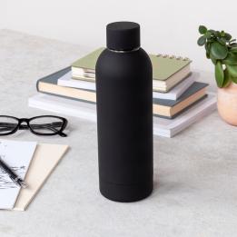 Rubber coated steel bottle 500ml - Black