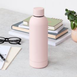 Rubber coated steel bottle 500ml - Light pink