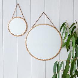 Hanging mirror - Round, gold tone