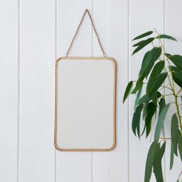 Hanging mirror (29cm x 19cm) - Rectangular, gold tone