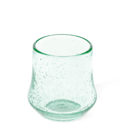 Hand blown bubble glass tumbler - Green