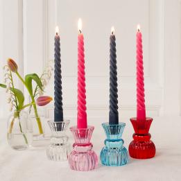 Twisted candles (pack of 4) - Dark grey and pink