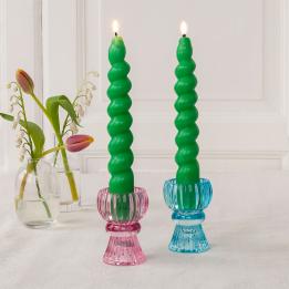 Twisted candles (pack of 2) - Dark green