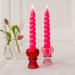 Twisted candles (pack of 2) - Bright pink