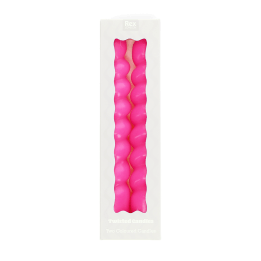 Twisted candles (pack of 2) - Bright pink