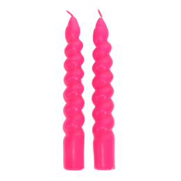 Twisted candles (pack of 2) - Bright pink