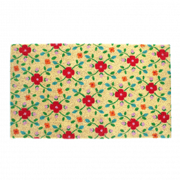 coir doormat floral print