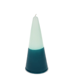 Small two-colour cone candle - Dark blue-mint green