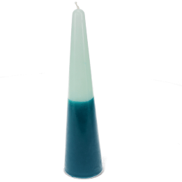 Tall two-colour cone candle - Dark blue-mint green