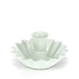 Enamel cupped flower candle holder - Light grey