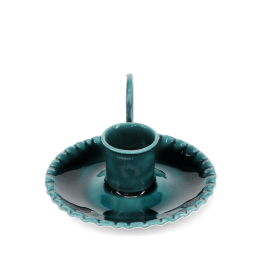 Enamel chamberstick candle holder - Blue