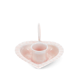 Enamel heart-shaped candle holder - Pink