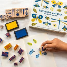 Butterflies and bugs wooden stamp set