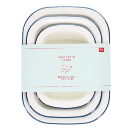 Enamel pie dishes (set of 3) - Blue