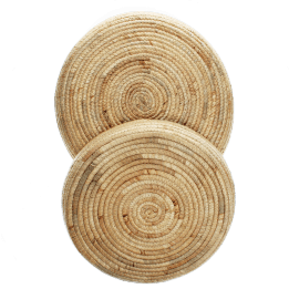 Round water hyacinth trays (set of 2)
