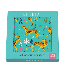 Cheetah coasters (set of 4) in box