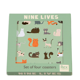 Nine Lives coasters (set of 4) in box