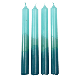Dip Dye Candles Light Blue, Aquamarine And Dark Blue (set Of 4)