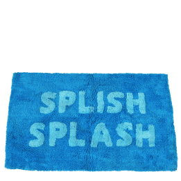 Blue "Splish Splash" Tufted Cotton Bath Mat