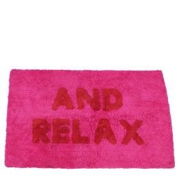 Pink "And Relax" Tufted Cotton Bath Mat