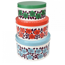 Astrid Flower Round Tins (set Of 3)