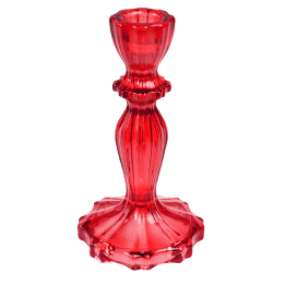 Tall Red Glass Candlestick