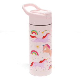 Stainless steel bottle with push button lid 500ml - Unicorn