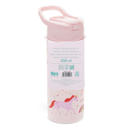 Stainless steel bottle with push button lid 500ml - Unicorn