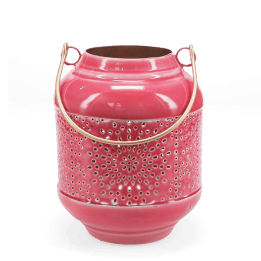 Enamel tealight lantern - Vibrant pink