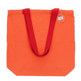 Two-tone cotton tote bag - Coral