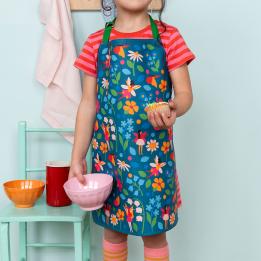 Wipeable cotton children's apron - Fairies in the Garden