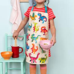 Wipeable cotton children's apron - Baby Dinos
