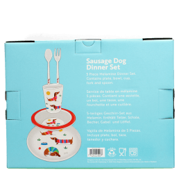 Children's melamine dinner set (5 pieces) - Sunny Sausage Dog