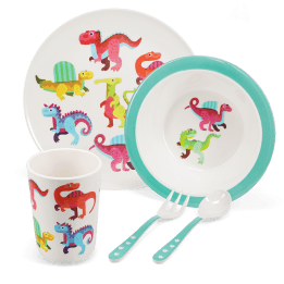 Children's melamine dinner set (5 pieces) - Baby Dinos