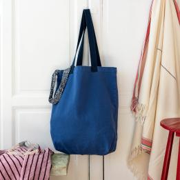 Two-tone cotton tote bag - Indigo blue